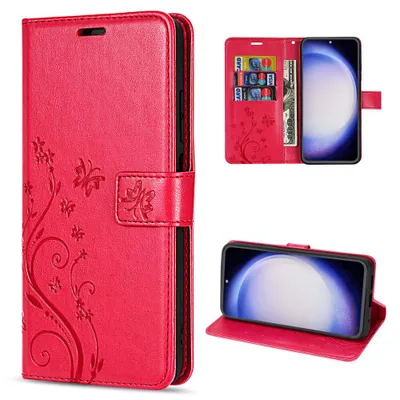 Produktbild von Hülle für Samsung Galaxy S23 FE Handy Tasche Case Schale Flip Cover Handyhülle Blume Rot