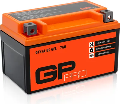 Produktbild von GP-PRO Gel-Batterie 12V 7Ah GTX7A-BS Rollerbatterie / Motorradbatterie, wartungsfrei versiegelt vorgeladen kompatibel mit YTX7A-BS / CTX7A-BS