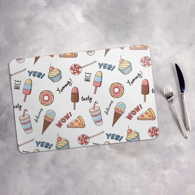 Produktbild von Tischset 6x45x30 cm Platzset Tischmatte Platzmatte Untersetzer - Eiscreme Pizza Donut
