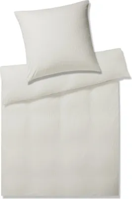 Produktbild von elegante Mako-Jersey-Bettwäsche Solid Stripe Farbe Wollweiß Größe 40x80 155x220cm