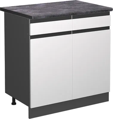 Produktbild von Küchenunterschrank Vicco R-Line Weiß 80 cm J-Shape, AP Anthrazit, Model 45919