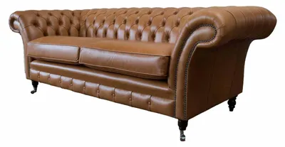 Zdjęcie produktu dla Sofa 3-osobowa skórzana kanapa tapicerka salon sofa 3-osobowa chesterfield
