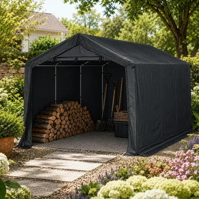 Produktbild von FCH 240X360X205CM Gerätehaus Garagenzelt Carport Folienzelt Gartenschuppen Fahrradgarage Lagerzelt Foliengerätehaus Geräteschuppen Gerätehaus，Schwarz