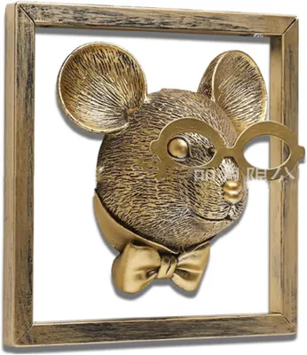 Produktbild von Tierköpfe aus Goldharz – Vintage-Wanddekoration (z. B. Ratte), Wohnzimmer/Büro