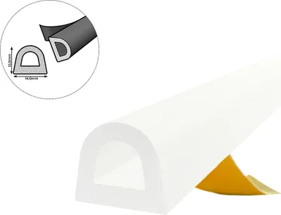 Immagine prodotto di Guarnizione per finestra Guarnizione per porta Guarnizione in gomma EPDM profilo D 14×12 mm 5m Bianco autoadesivo