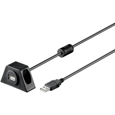 Produktbild von USB 2.0 Hi-Speed Verlängerungskabel zum Einbau, mit Montagehalterung, schwarz - Länge: 0,60 m