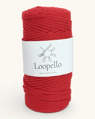 Immagine prodotto di Loopello, cordoncino in cotone, modello Classic, 3 mm, 100 metri – Rosso