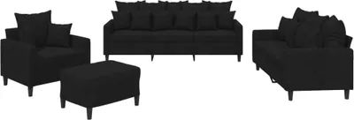 Produktbild von vidaXL 4-tlg. Sofagarnitur mit Kissen Schwarz Samt