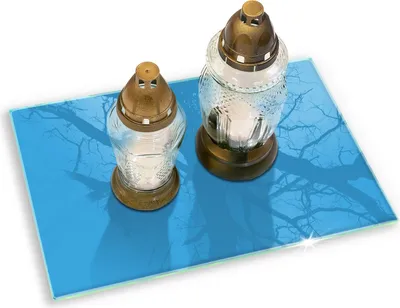 Produktbild von Grabkerze Untersetzer Glastafel Gummifüße Motiv - 80x52 cm - Blaue Farbe