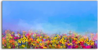 Produktbild von Coloray Canvas 100x50  Wandbild Leinwand Bilder Deko Natur Gemälde Blume wiese Himmel