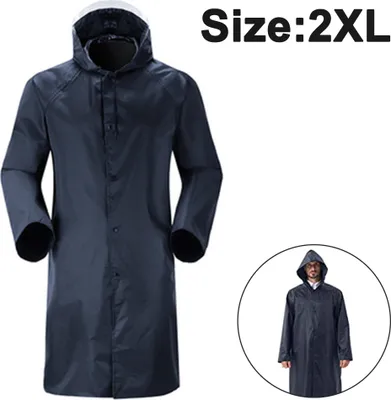 Produktbild von Langer Regenmantel mit Kapuze für Erwachsene, Regenjacke für Männer, Frauen und Jugendliche