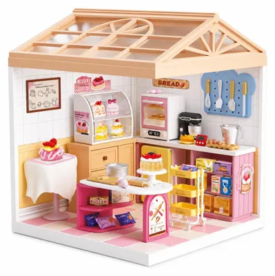 Productafbeelding van Dreamy mini house Bakkerij Bakery met ledlamp DIY Modelbouw Knutselen
