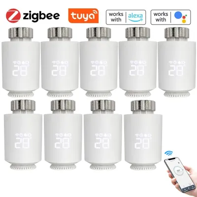 Obrázok produktu pre 9X Zigbee inteligentný termostat na radiátor, termostatický ventil, aplikácia Tuya a programovateľný ventil na radiátor, termostat na radiátor, kúrenie, kompatibilný s Alexa a Google Home