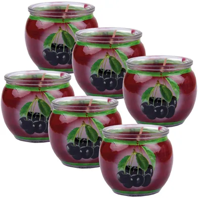 Immagine prodotto di Candele profumate motivo 6-pack in un barattolo, lunga durata di combustione e profumo piacevole ( Black Cherry )