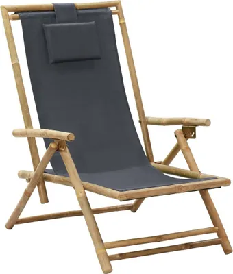 Obrázek produktu pro Polohovací relaxační křeslo tmavě šedé bambus a textil