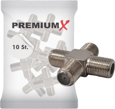 Produktbild von PremiumX 10x F-Adapter 4x F-Buchse Verbinder Splitter Koax- und Antennenkabel