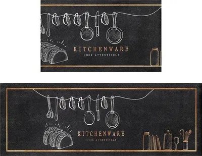Obrázok produktu pre Sada protisklzových kuchynských rohoží, PVC, odolné voči oleju, 45 x 75 cm + 45 x 120 cm, pre domácnosť