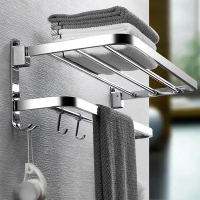 Produktbild von Handtuchhalter & -haken Handtuchhalter ohne Bohren Silber Bad Handtuchhalter Badezimmer Küche Badezimmer Zubehör Set