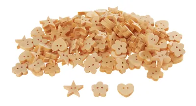 Produktbild von VBS XXL Holzknöpfe "Motivmix", 150 Stück, 3 Motive