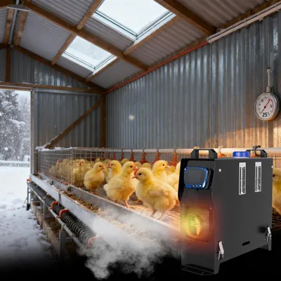 Image de JOIEYOU Chauffages de jardin 8000 W Chauffage diesel avec boîtier en aluminium, écran LCD, filtre à air, poignée de transport et réservoir de 5 l, chauffage diesel à ventilateur pour atelier/jardin/camping (noir)