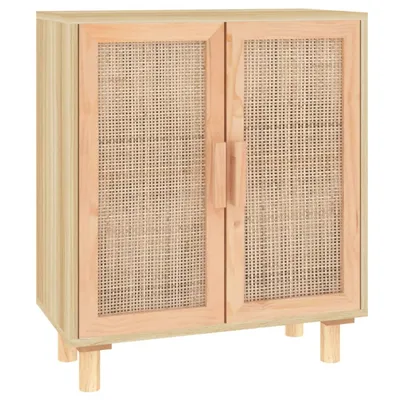 Obrázek produktu pro Příborník hnědý 60x30x70 cm masivní borovice a přírodní ratan