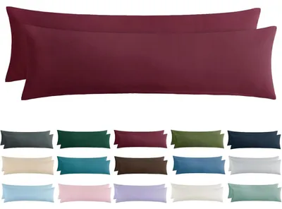 Produktbild von Kissenbezug 40x145 2er Set Burgunderrot Mikrofaser mit Reißverschluss