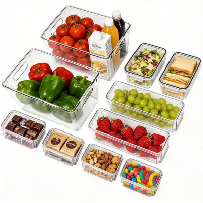 Obrázek produktu pro Stohovatelné průhledné úložné boxy - 12 kusů