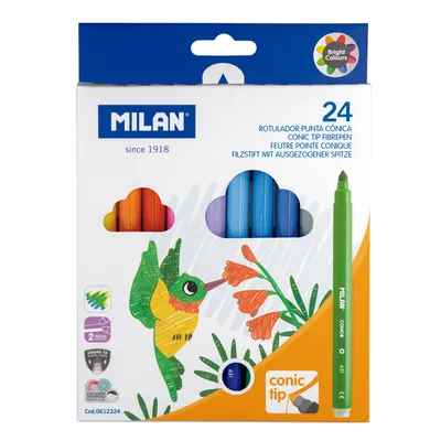 Zdjęcie produktu dla MILAN Flamastry Stożkowe 24 Kolory