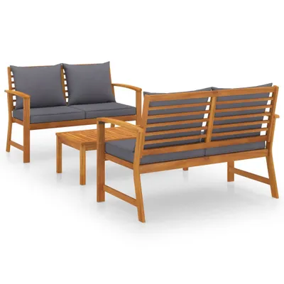 Immagine prodotto di vidaXL Set da giardino 3 pezzi con cuscini in legno massello di acacia