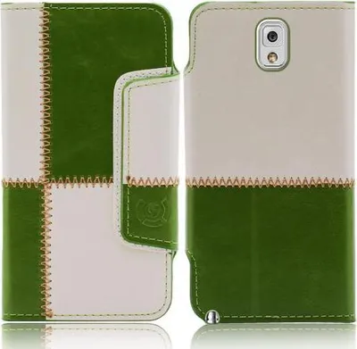 Produktbild von Samsung Note 3 N9000 N9002 N9005 numia Bookstyle Nahtmuster Grè1/4n-Weiss