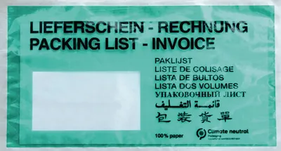 Produktbild von Dokumententasche Lieferschein/Rechnung DIN lang 240 x 130 mm (B x H) Papier dunkelgrn 1.000 St./Pack.