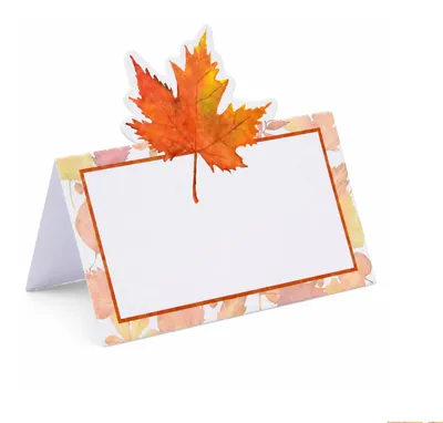 Productafbeelding van Tafelkaarten - Met aquarelmotief van een esdoornblad - Voor tafeldecoratie - 50 stuks
