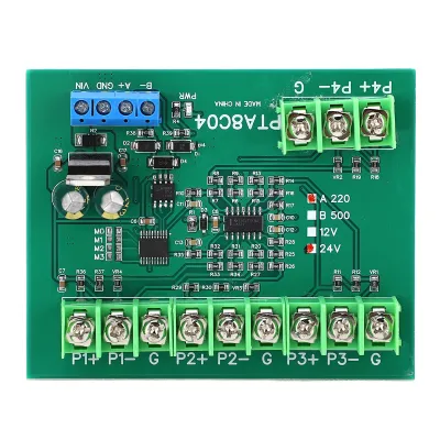 A circuit board with various electronic components and connectors.