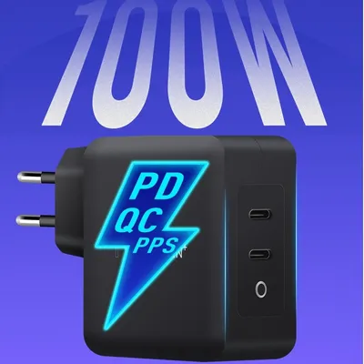Produktbild von 100W USB C Ladegerät Netzteil 2-Port für Samsung Galaxy S25 S24 S22 Ultra iPhone 17 16 15 Pro Max Plus Schnellladegerät Typ C