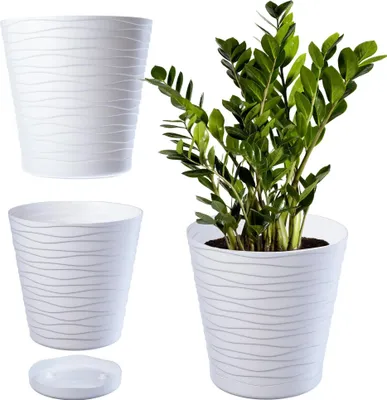 Obrázok produktu pre Kvetináč – plastový kvetináč s podložkou – Ø 13 cm – stredný – biely