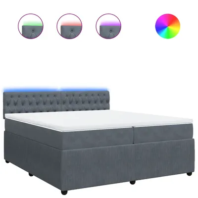 Produktbild von Boxspringbett mit Matratze Dunkelgrau 200x200 cm Samt