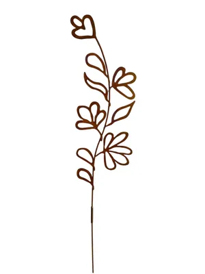 Produktbild von Gartenstecker Blume aus Metall, 135 cm, Edelrost-Optik, Gartendekoration rostige Dekoration für den Garten Beetstecker Edelrost