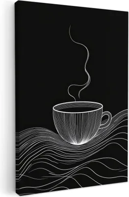 Produktbild von Leinwand Bilder 80x120 cm - Küche - Schwarz - Kaffeetasse, Bilder Modern, Leinwandbilder, Wanddeko