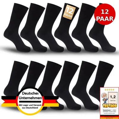 Produktbild von Weissmantel 12x Paar Socken Herren 43-46 aus Baumwolle schwarz Herren Socken Anzugsocken Herrensocken Business Socken weiche Qualität Premium