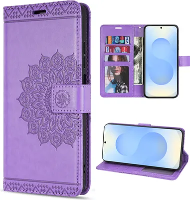 Produktbild von Handy Tasche für Samsung Galaxy S25 Hülle Handyhülle Klapphülle Wallet Case in Lila