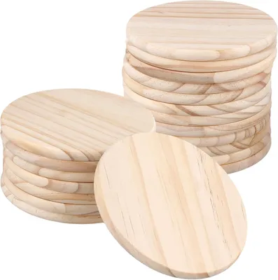 Image de Sous-verres ronds en bois, lot de 20, diamètre de 10 cm, pour verres