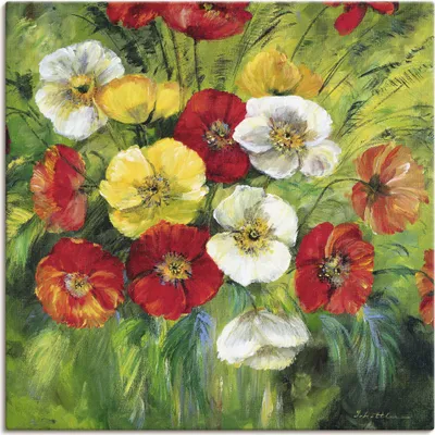 Produktbild von ARTland Leinwandbild Bunter Blumenstrauß Größe: 70x70 cm