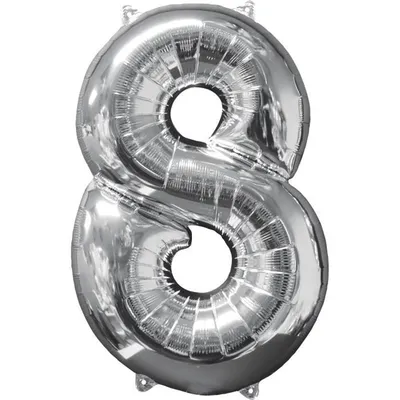 Image de Ballon Nombre 0 à 9 argent 66 cm Anniversaire Mariage Déco