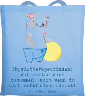 Produktbild von Mr. & Mrs. Panda Uni Tasche Physiotherapeutin Zusammenhalt - Sky Blue - Geschenk, Fachwissen, Engagement, Beruf, Jutebeutel, personalisierte Geschenke, Shopping, Tote Bag