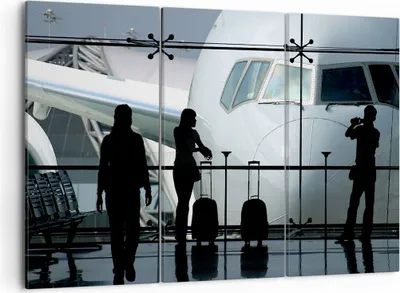 Produktbild von Bild auf Leinwand - Leinwandbild - Flugzeug Flughafen Passagiere - 105x70cm - Wand Bild - Wanddeko - Leinwanddruck - Bilder - Kunstdruck - Wanddekoration - Leinwand bilder - Wandkunst - CE105x70-0130