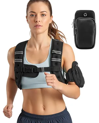 Immagine prodotto di Gilet zavorrato SucceBuy da 2,79 kg con strisce riflettenti, fibbia regolabile e comode tasche, gilet da allenamento per allenamento della forza, corsa, jogging, fitness e sviluppo muscolare