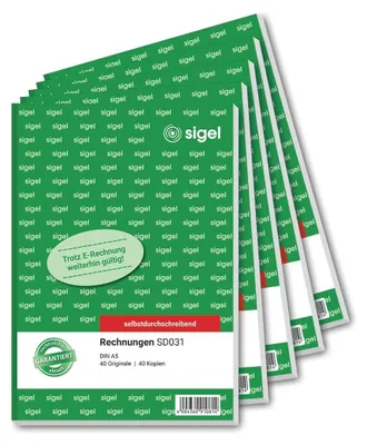 Rechnungsbuch A5, 2x40 Blatt, selbstdurchschreibend, 5 Stück