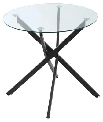 Immagine prodotto di Tavolino rotondo in vetro – struttura in metallo | Colore: nero | Dimensioni: 80x80x75 cm