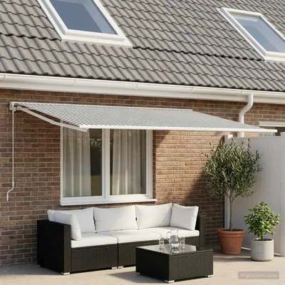 Produktbild von vidaXL Markisenersatzstoff Anthrazit und Weiß 400 x 200 cm Polyester