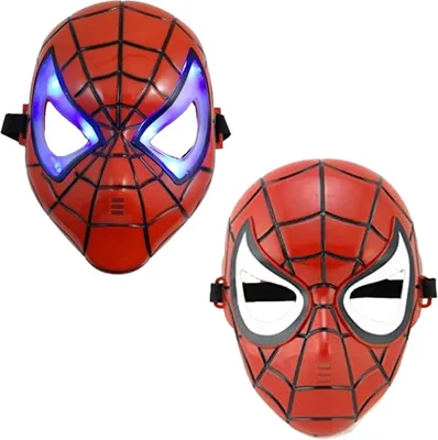 Produktbild von Set mit zwei Spiderman-Masken aus Kunststoff, universelle Größe, LED-Technologie
